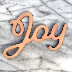 4" Joy laser cut wood ornament